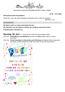 Kirchliche Nachricht