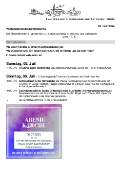 Kirchliche Nachricht