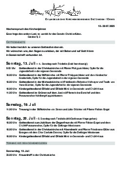 Kirchliche Nachricht