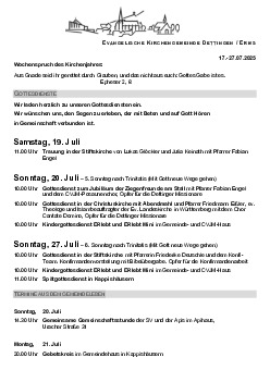 Kirchliche Nachricht