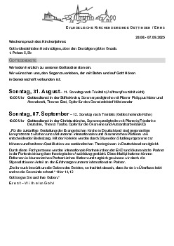 Kirchliche Nachricht