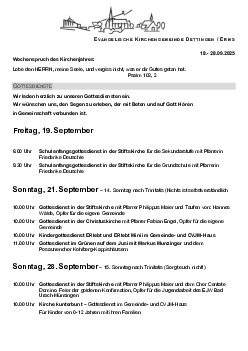 Kirchliche Nachricht
