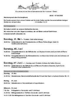 Kirchliche Nachricht