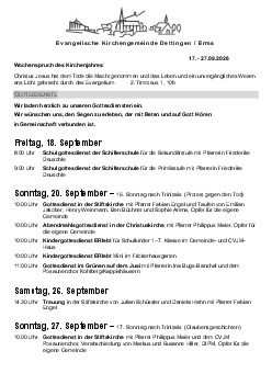 Kirchliche Nachricht