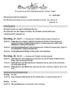 Kirchliche Nachricht