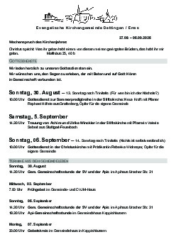 Kirchliche Nachricht