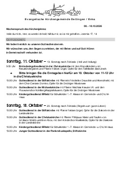 Kirchliche Nachricht